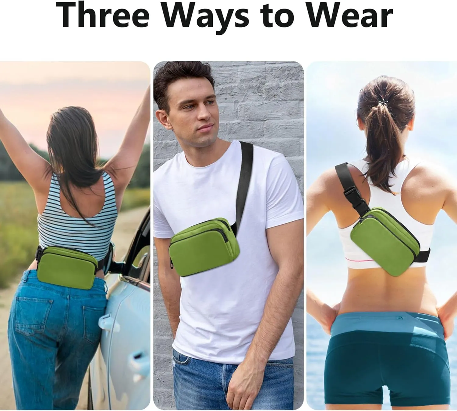 Olive Drab Green Fanny Packs for Women Waterproof Belt Bag Hip Pack Colorful Waist Pack for Women