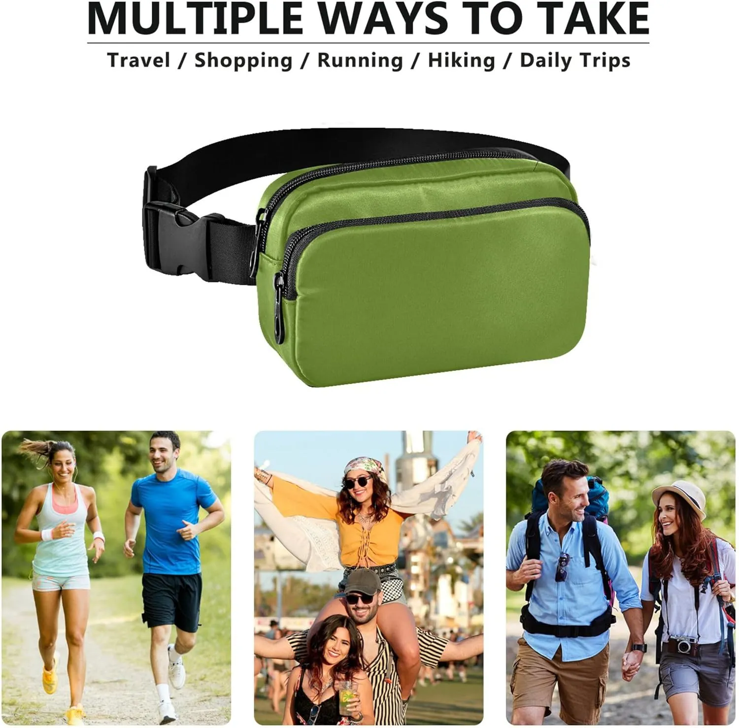 Olive Drab Green Fanny Packs for Women Waterproof Belt Bag Hip Pack Colorful Waist Pack for Women