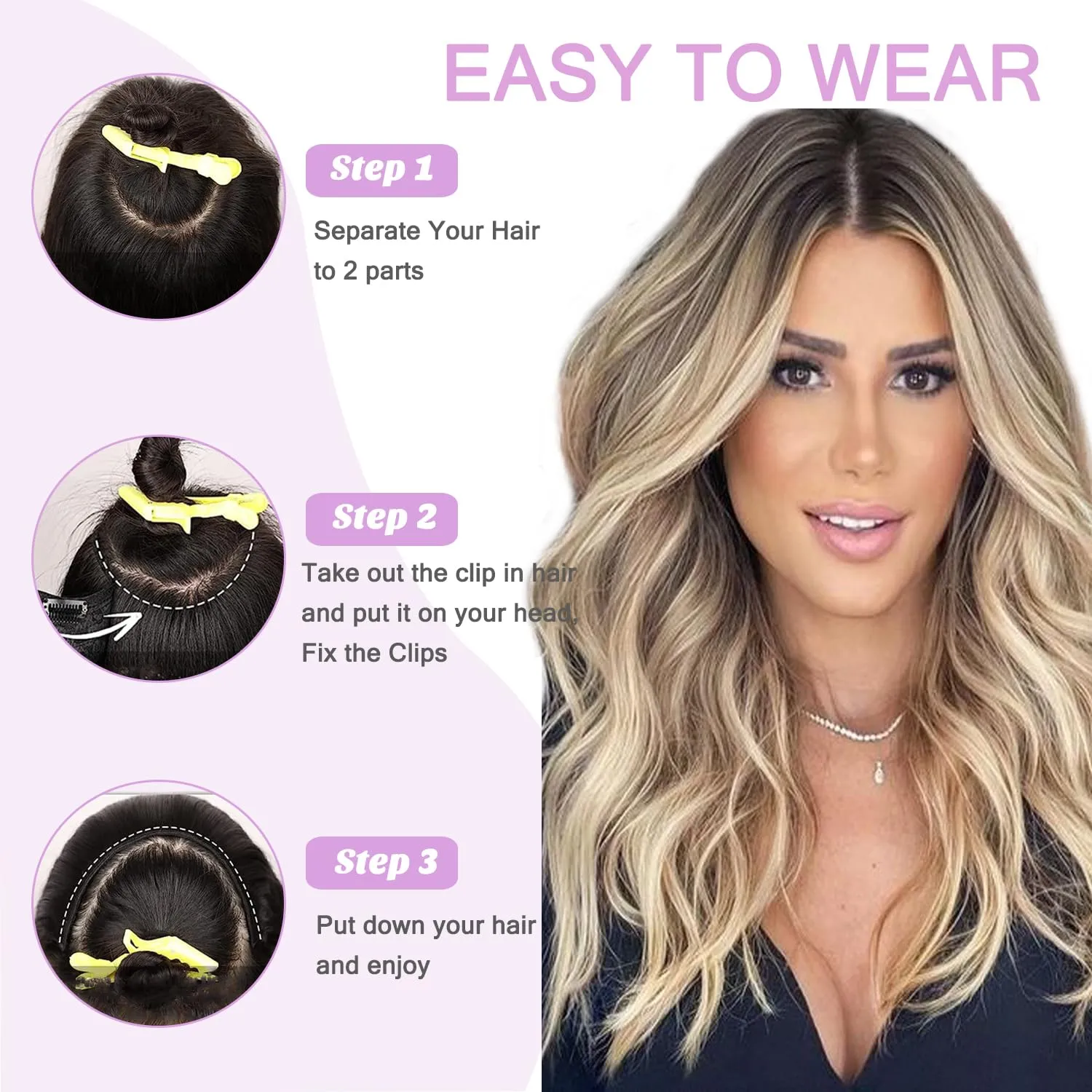 Ombre Highlight #18P60 16inch Clip in Hair Extensions Real Human Hair,Balayage One Piece Invisible Hair Extensions Ash Blonde to Caramel Blonde for Women Balayage Clip In Hair Extensions 80G