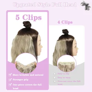 Ombre Highlight #18P60 16inch Clip in Hair Extensions Real Human Hair,Balayage One Piece Invisible Hair Extensions Ash Blonde to Caramel Blonde for Women Balayage Clip In Hair Extensions 80G