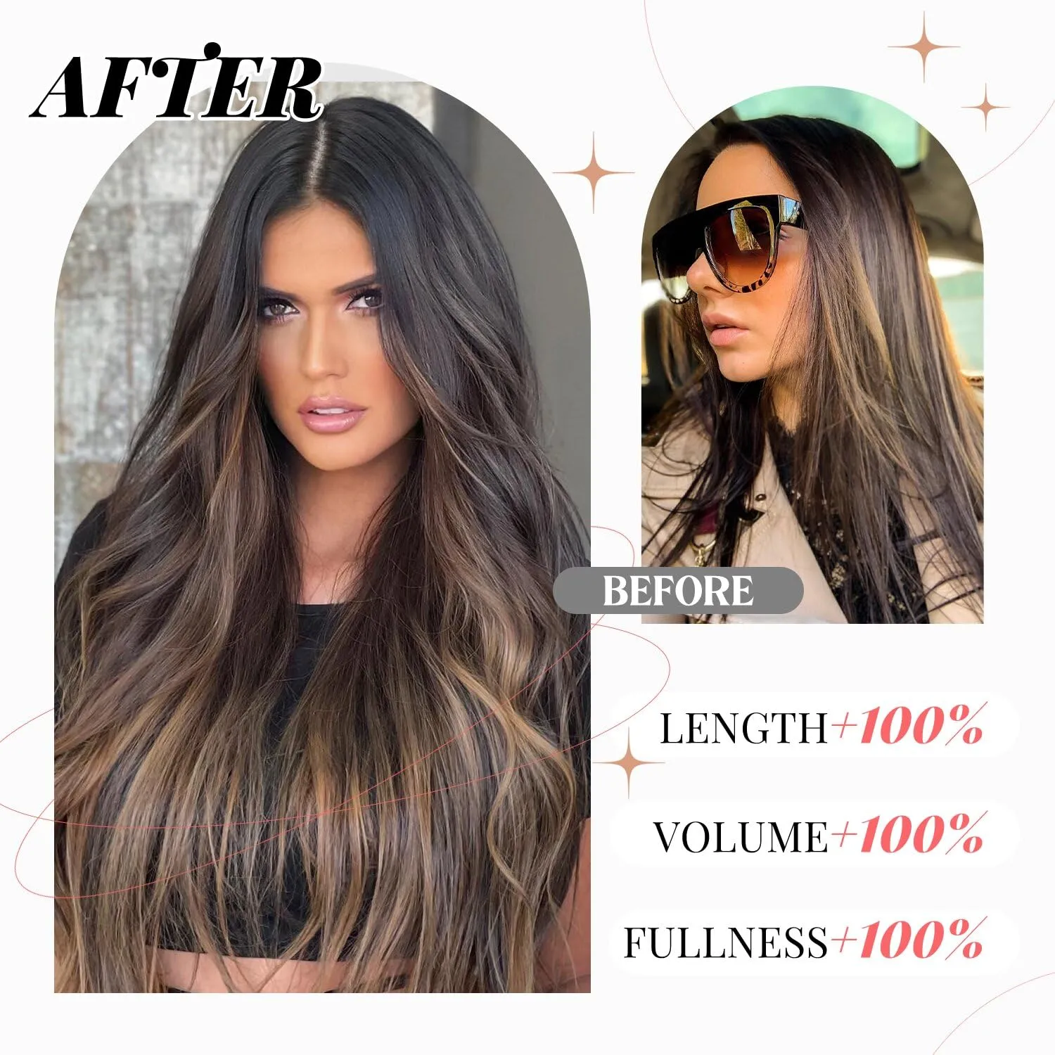Ombre Highlight Clip in Hair Extensions Real Human Hair 22 Inch 7pcs 120g Natural Black Mix Chestnut Brown Remy Human Hair Clip Ins 16 Clips Double Weft Straight Clip In Hair Extensions for Woman