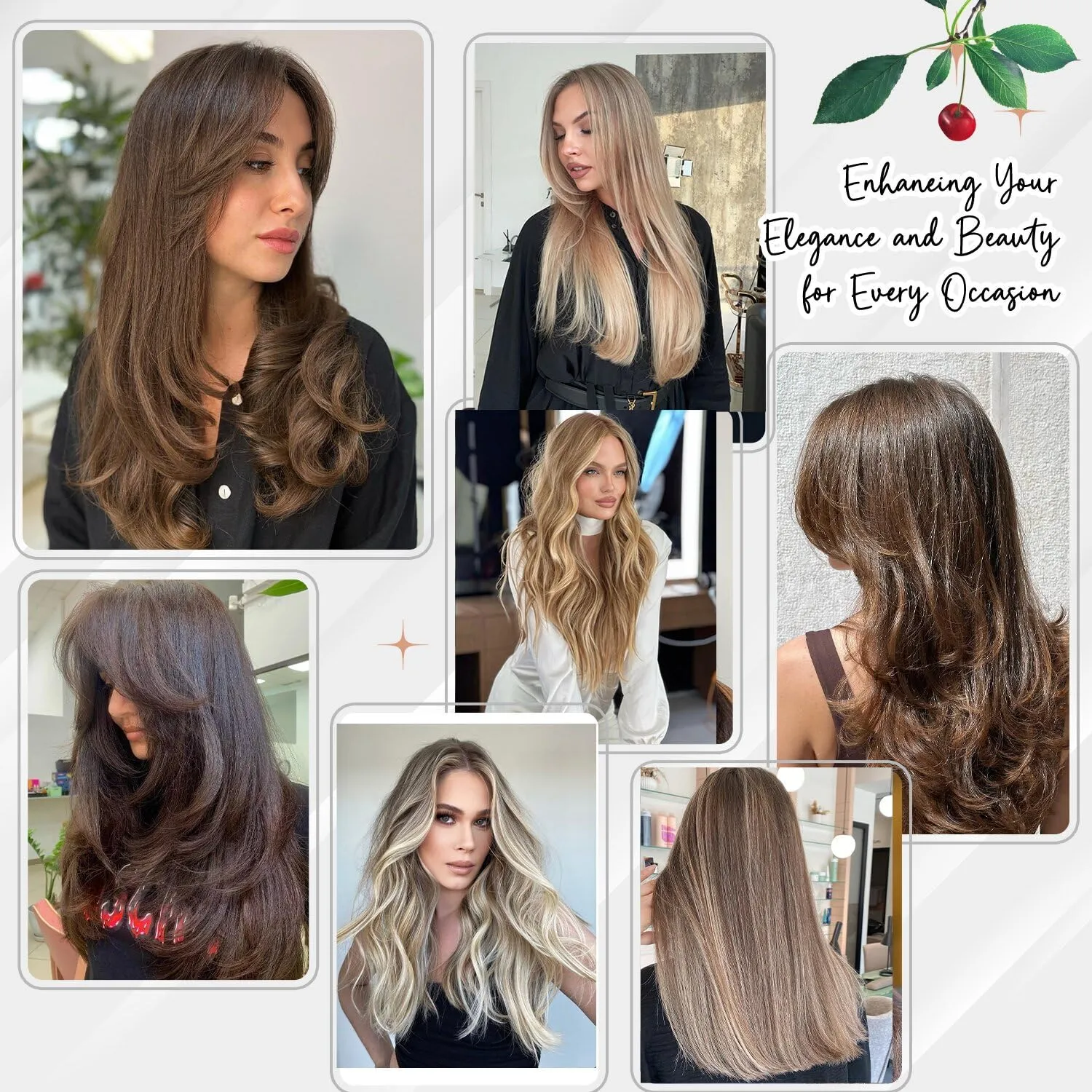 Ombre Highlight Clip in Hair Extensions Real Human Hair 22 Inch 7pcs 120g Natural Black Mix Chestnut Brown Remy Human Hair Clip Ins 16 Clips Double Weft Straight Clip In Hair Extensions for Woman