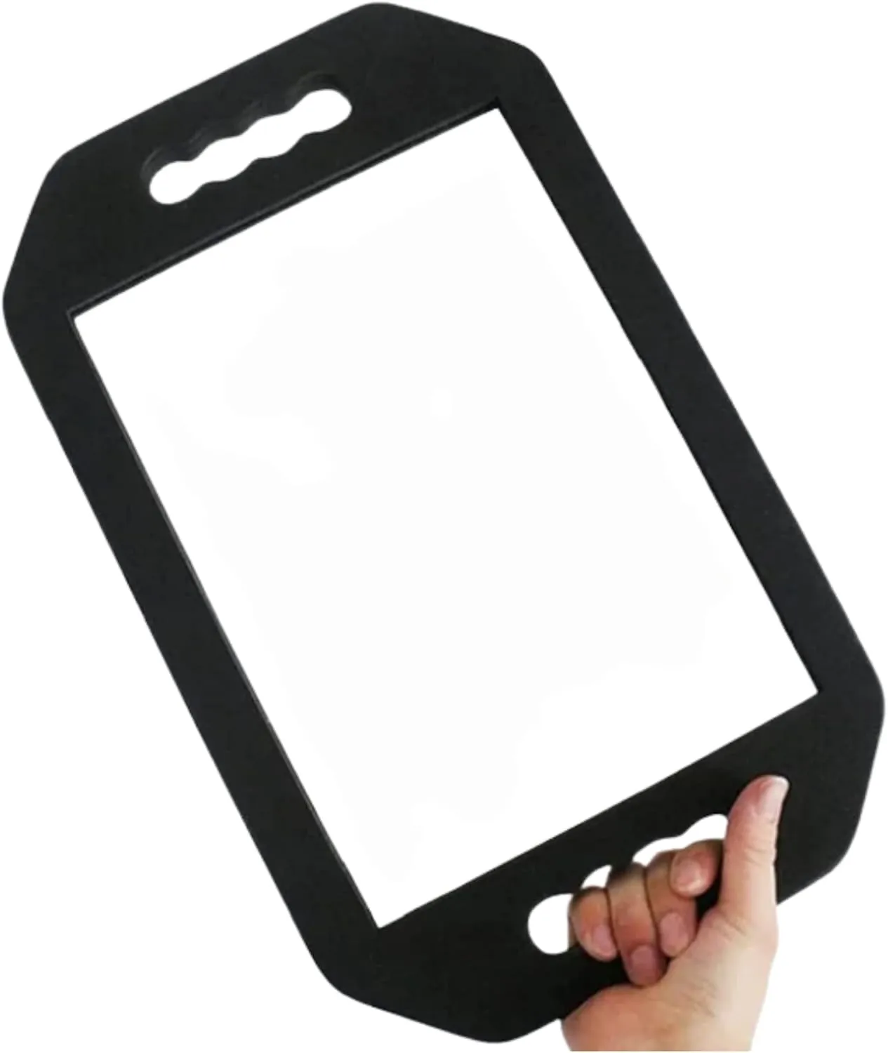 OMWAH Large Hand Rectangular Double Handle Hand held Foam Cushion Mirror with Handle Hair Salon Equipment Hairstylist and Barber Accessories (1)