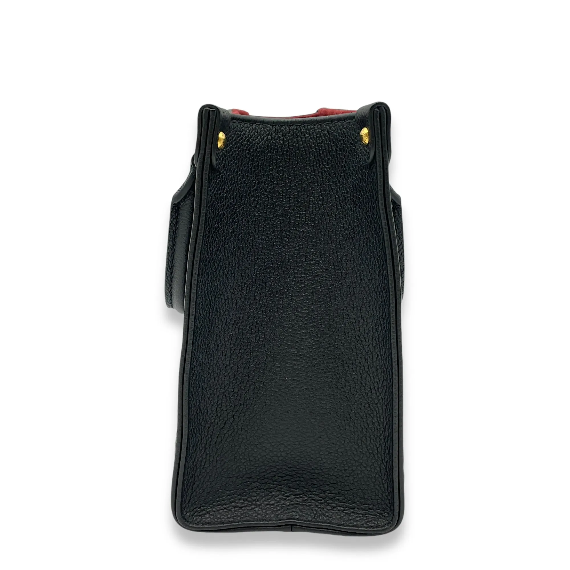 OnTheGo PM Black/Beige Top Handle Bag in Monogram Empriente Leather, Gold hardware