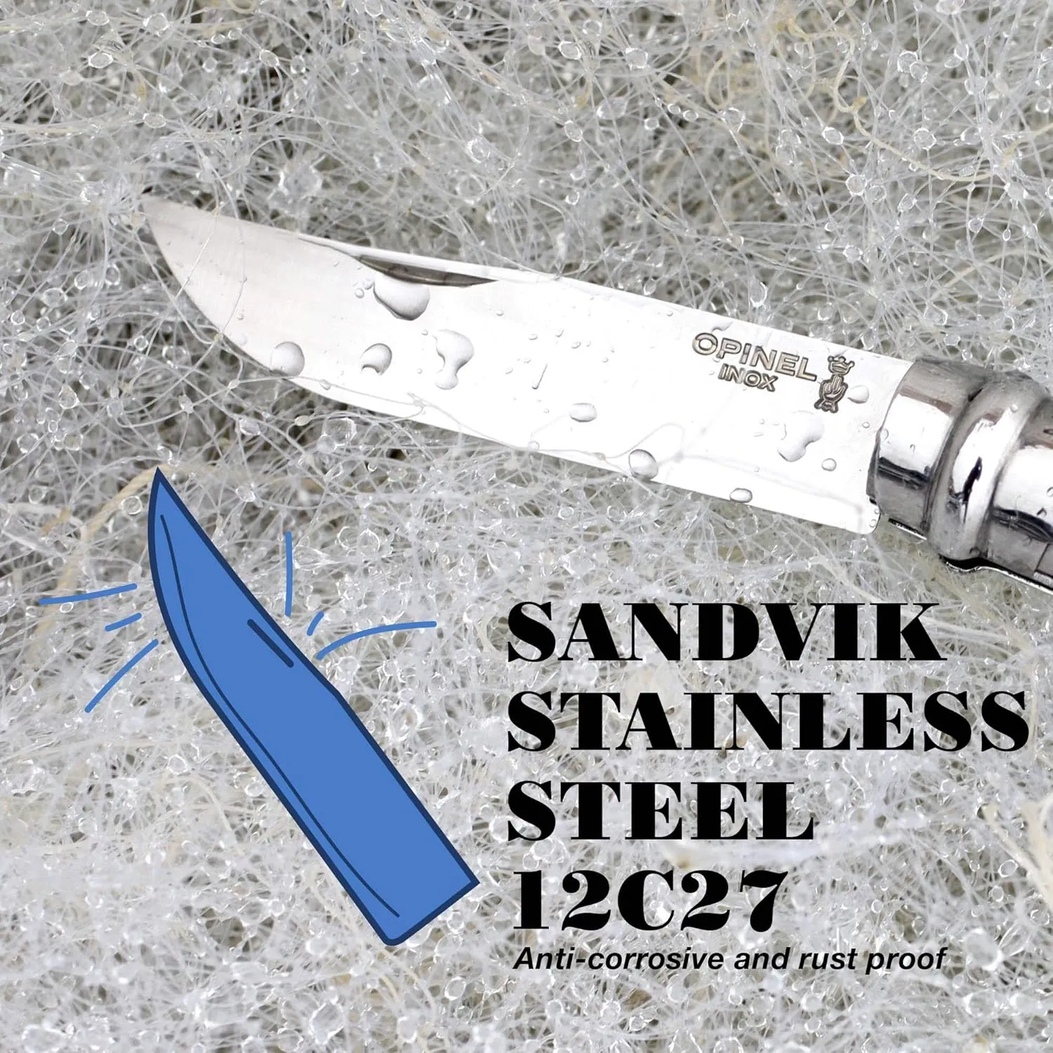 Opinel No. 8 Engraved Oak Handle Folding Knife, Animalia Collection, Stainless Steel Blade, Made in France