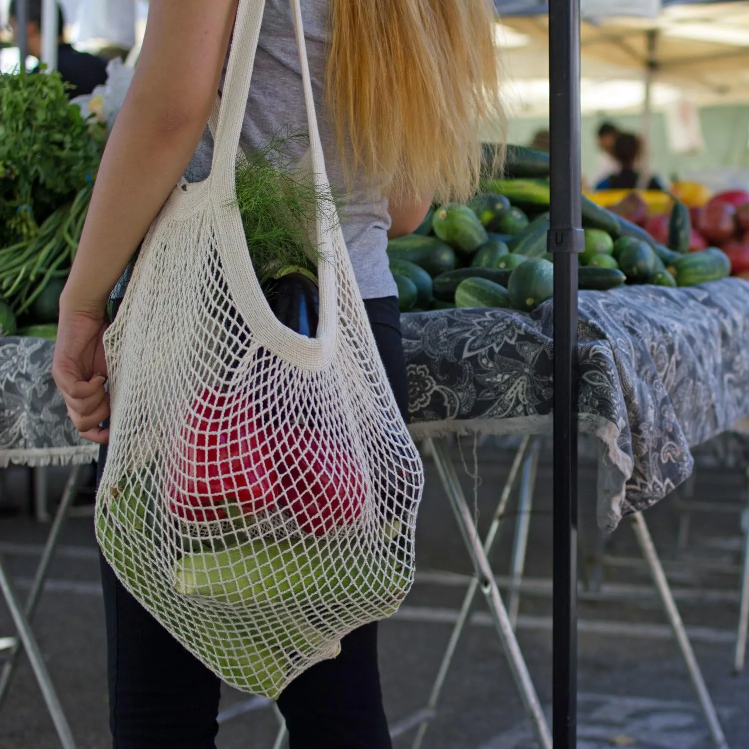 Organic Cotton Heavy Duty Double Handle String Bag