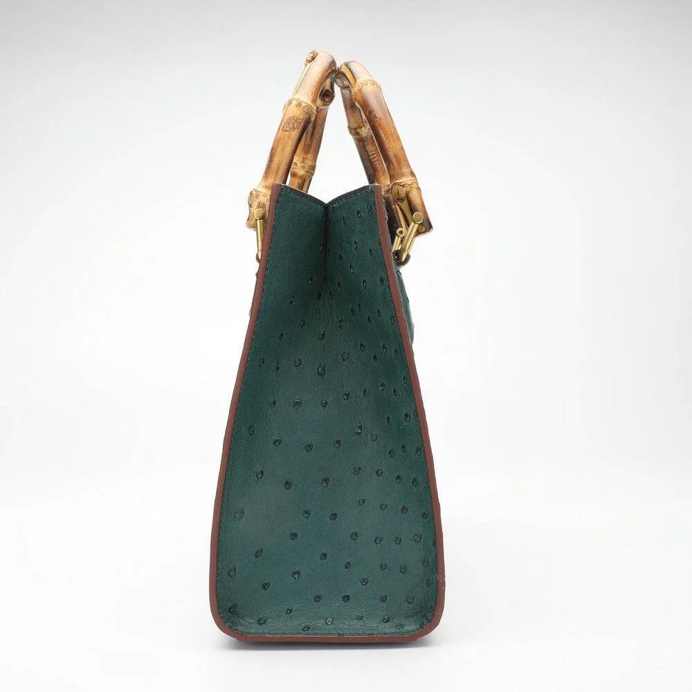Ostrich Leather Micro Top Handle Cross Body Bag