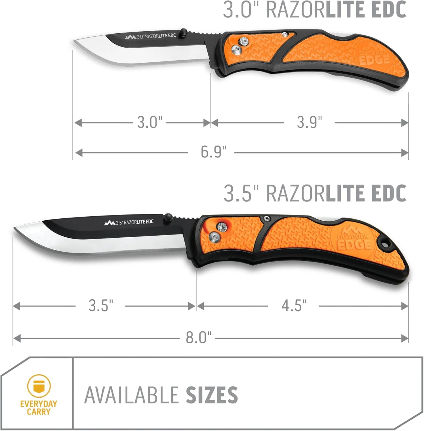 OUTDOOR EDGE 3.5" RazorLite EDC Knife. Pocket Knife with Replaceable Blades and Clip. The Perfect Hunting Blade for Skinning Deer. Blaze Orange with 6 Blades