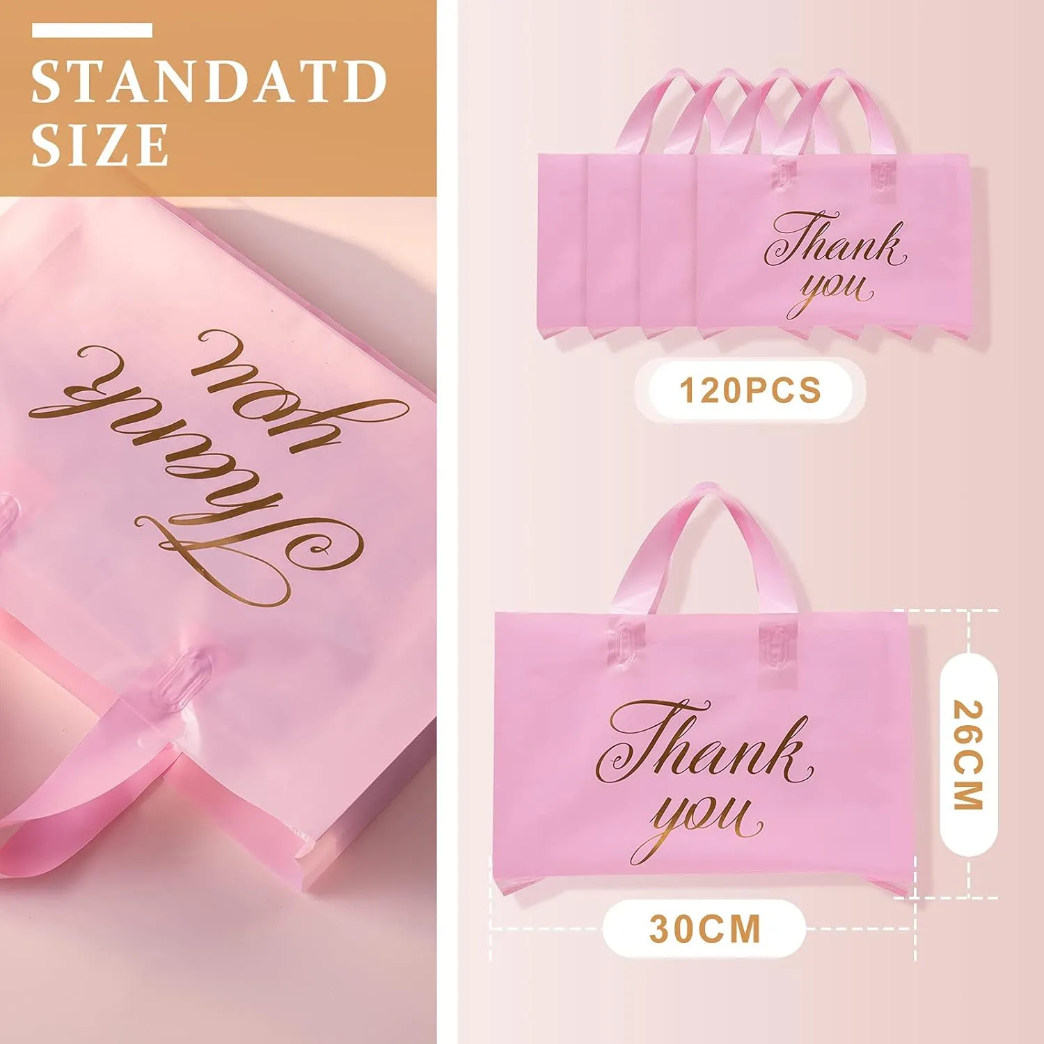 Outus Thank You Bags for Small Business 10 x 12 2.36 Mil Thick Retail Goodie Shopping Bag with Handles Reusable for Boutique