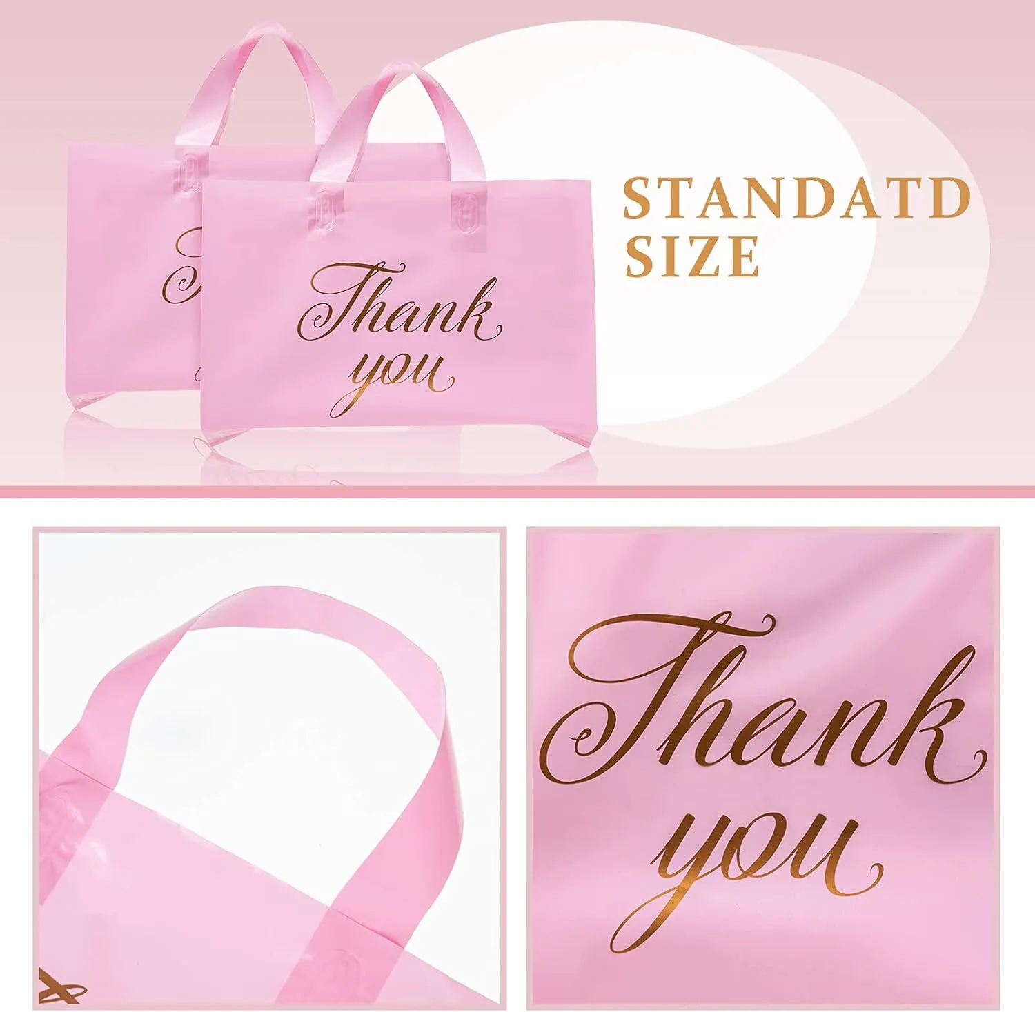 Outus Thank You Bags for Small Business 10 x 12 2.36 Mil Thick Retail Goodie Shopping Bag with Handles Reusable for Boutique