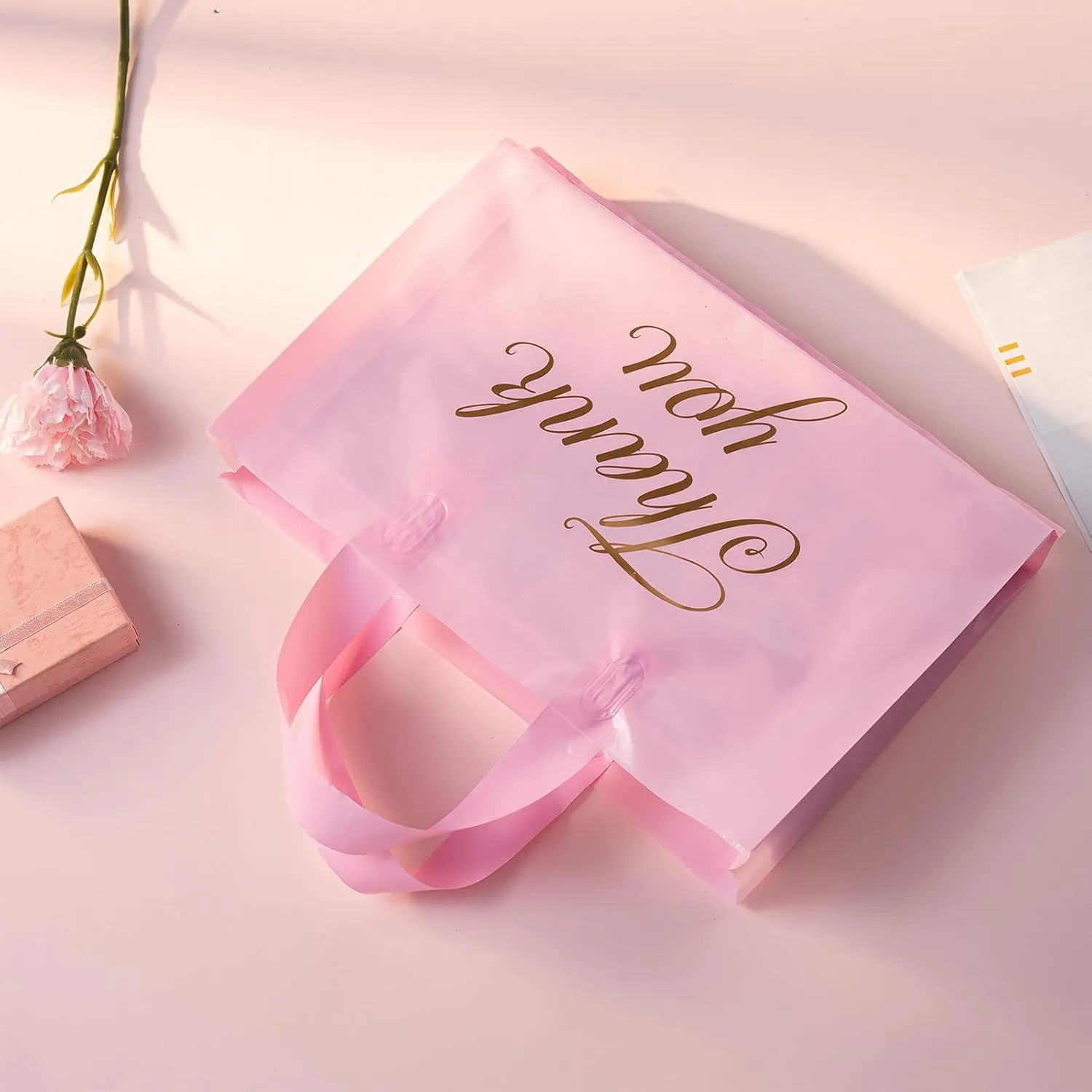 Outus Thank You Bags for Small Business 10 x 12 2.36 Mil Thick Retail Goodie Shopping Bag with Handles Reusable for Boutique