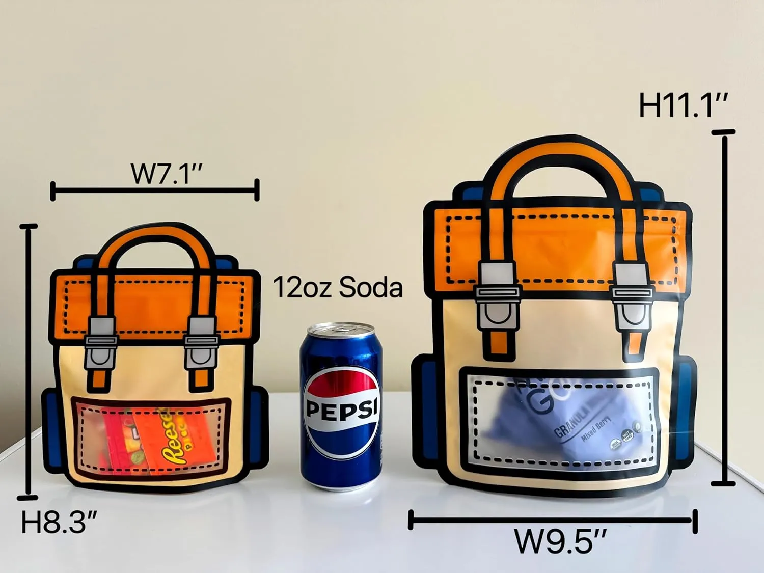 OWLSOME Trendybag Orange and Purple Top-handle Party Goodie bags, Grip n’ Seal gift bags with Stand-up Bottom, birthday bags, 20 Pc (Small, Mixed Color)