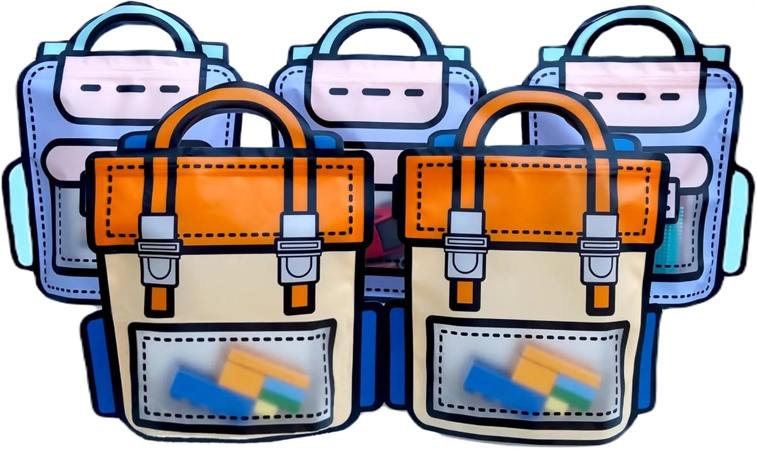 OWLSOME Trendybag Orange and Purple Top-handle Party Goodie bags, Grip n’ Seal gift bags with Stand-up Bottom, birthday bags, 20 Pc (Small, Mixed Color)