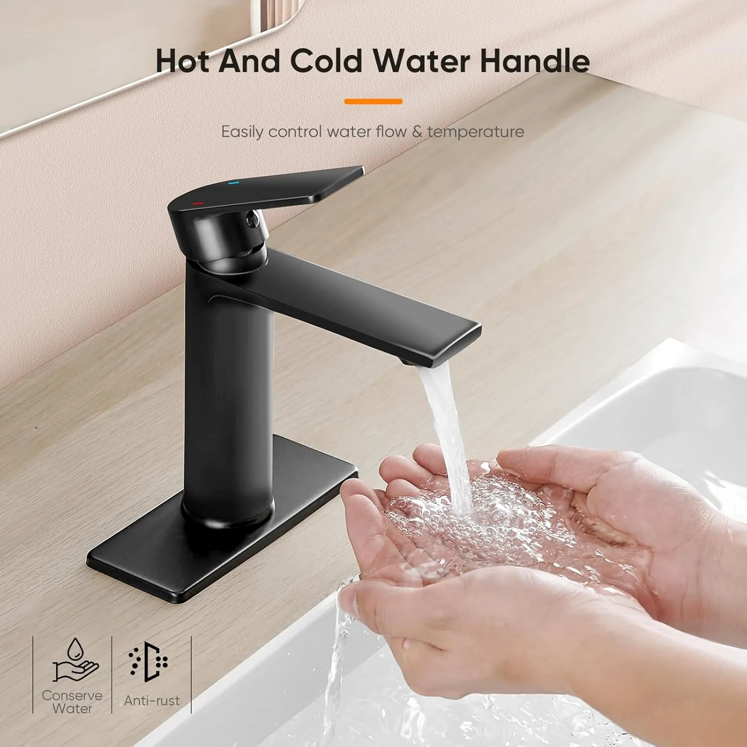 OWOFAN Black Bathroom Sink Vanity Faucet Single Handle Matte Black Modern RV Faucet Deck Mount 1 Hole or 3 Holes 855985R