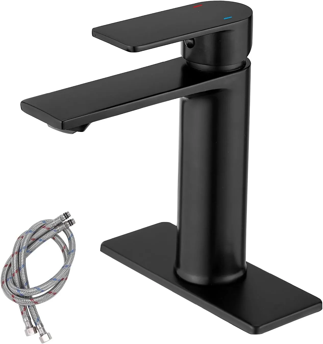 OWOFAN Black Bathroom Sink Vanity Faucet Single Handle Matte Black Modern RV Faucet Deck Mount 1 Hole or 3 Holes 855985R