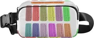 Oyihfvs Colorful Multiplication Tables on White Adjustable Fanny Waist Pack Pouch, Waterproof Runners Sports Waist Pack Wallet for Sports Hiking Fitness Cycling Gym Women Men
