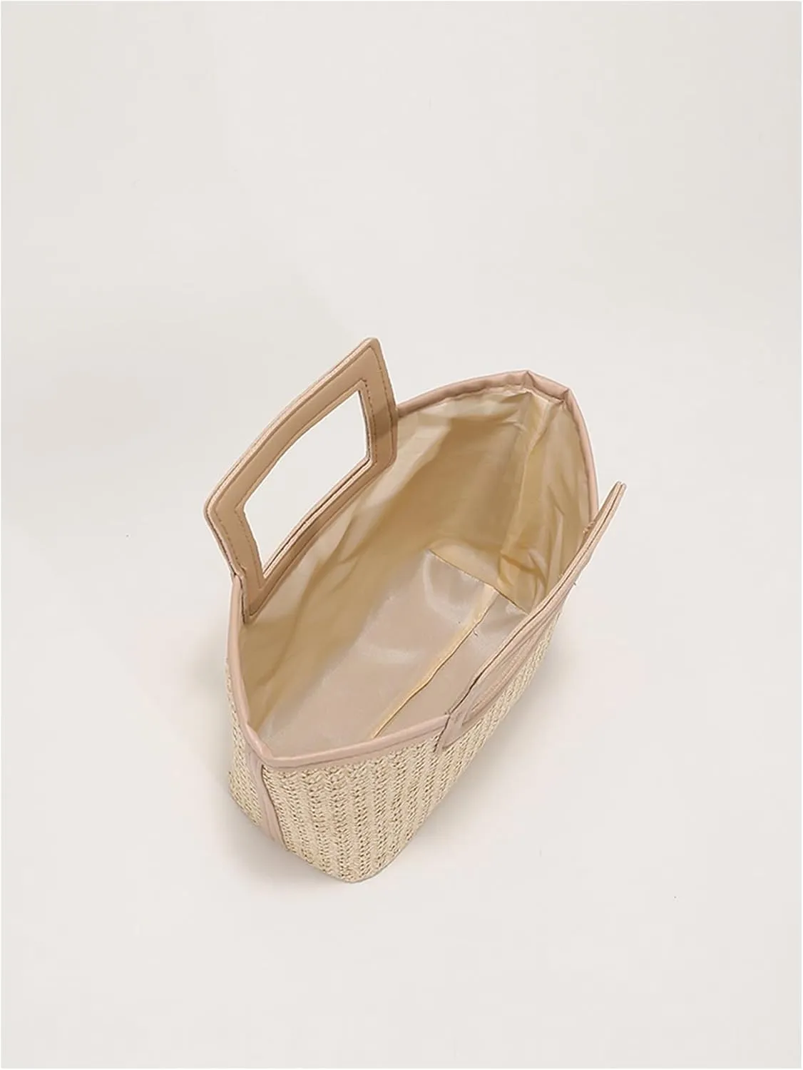 OYOANGLE Women's Double Handle Square Straw Bags Clutch Purses Vacation Summer Beach Bag