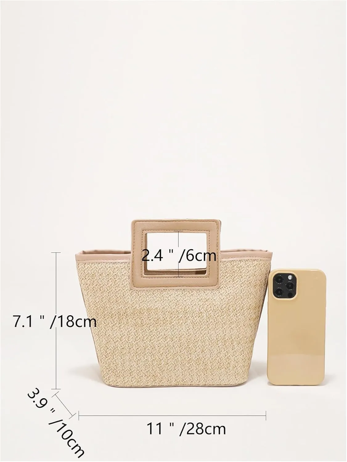 OYOANGLE Women's Double Handle Square Straw Bags Clutch Purses Vacation Summer Beach Bag