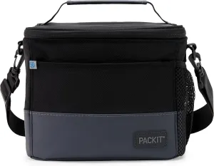 PackIt Freezable Lunch Pail, Black/Gray, Engineered with ECOFREEZE  Technology: Triple Layered Protection for Ultimate Cooling, with Removable Crossbody Strap, Fresh Food On the Go
