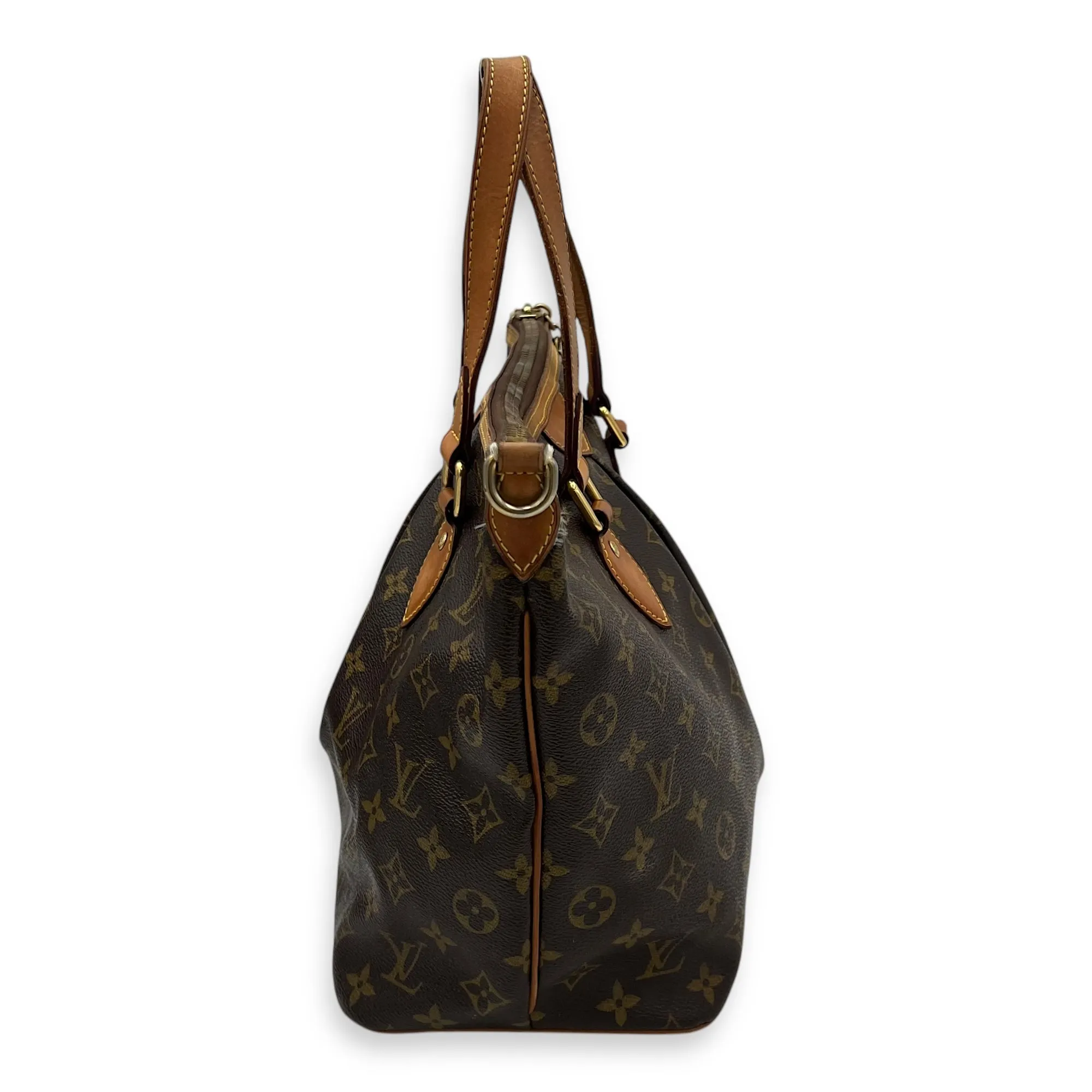 Palermo Top Handle Bag Brown in Monogram Coated Canvas, Gold hardware