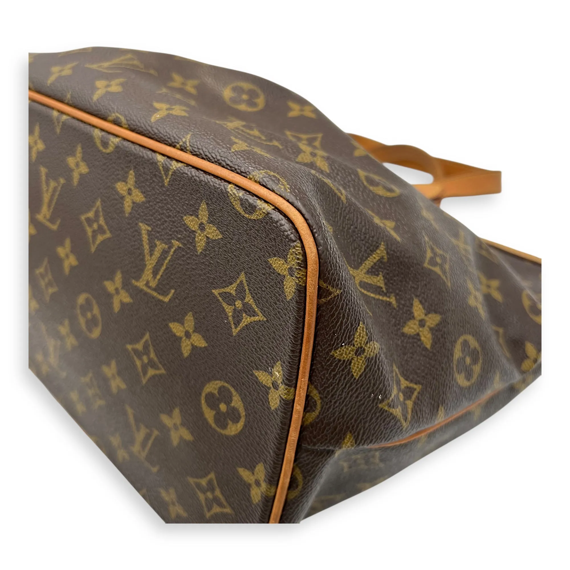 Palermo Top Handle Bag Brown in Monogram Coated Canvas, Gold hardware