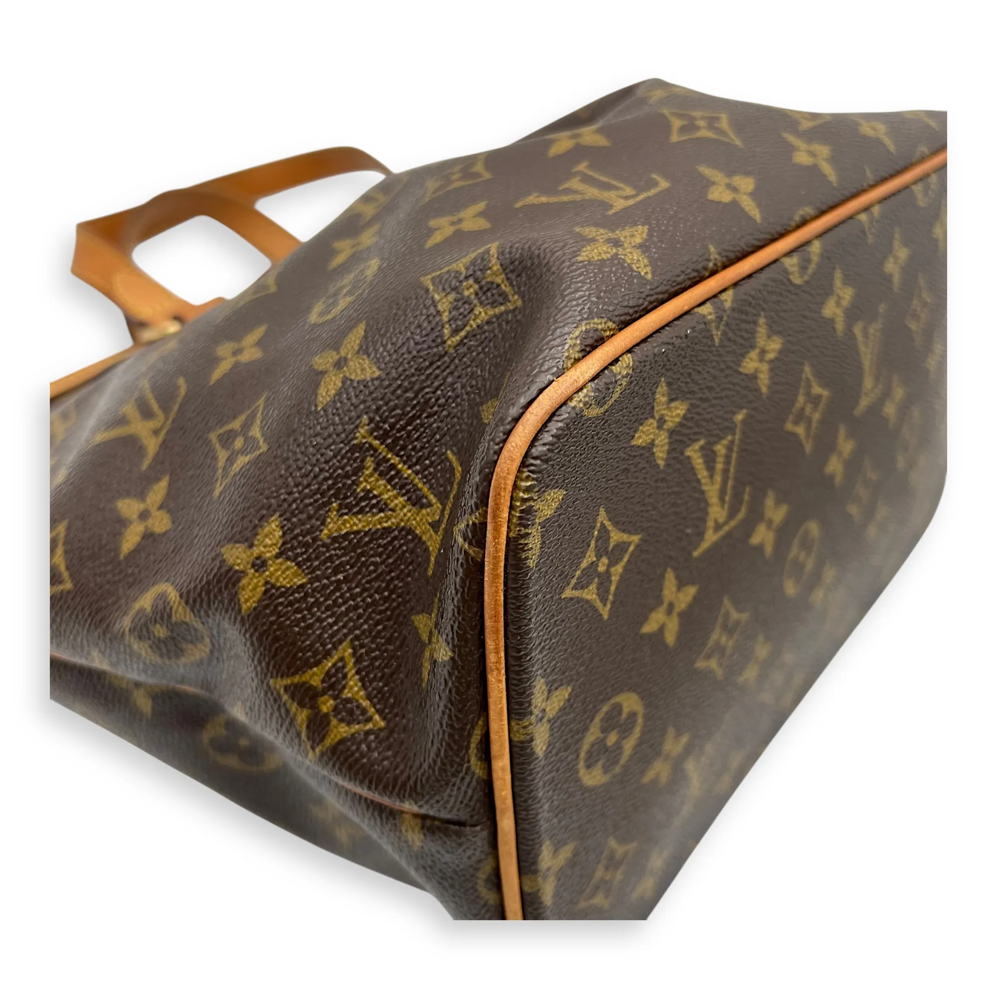 Palermo Top Handle Bag Brown in Monogram Coated Canvas, Gold hardware
