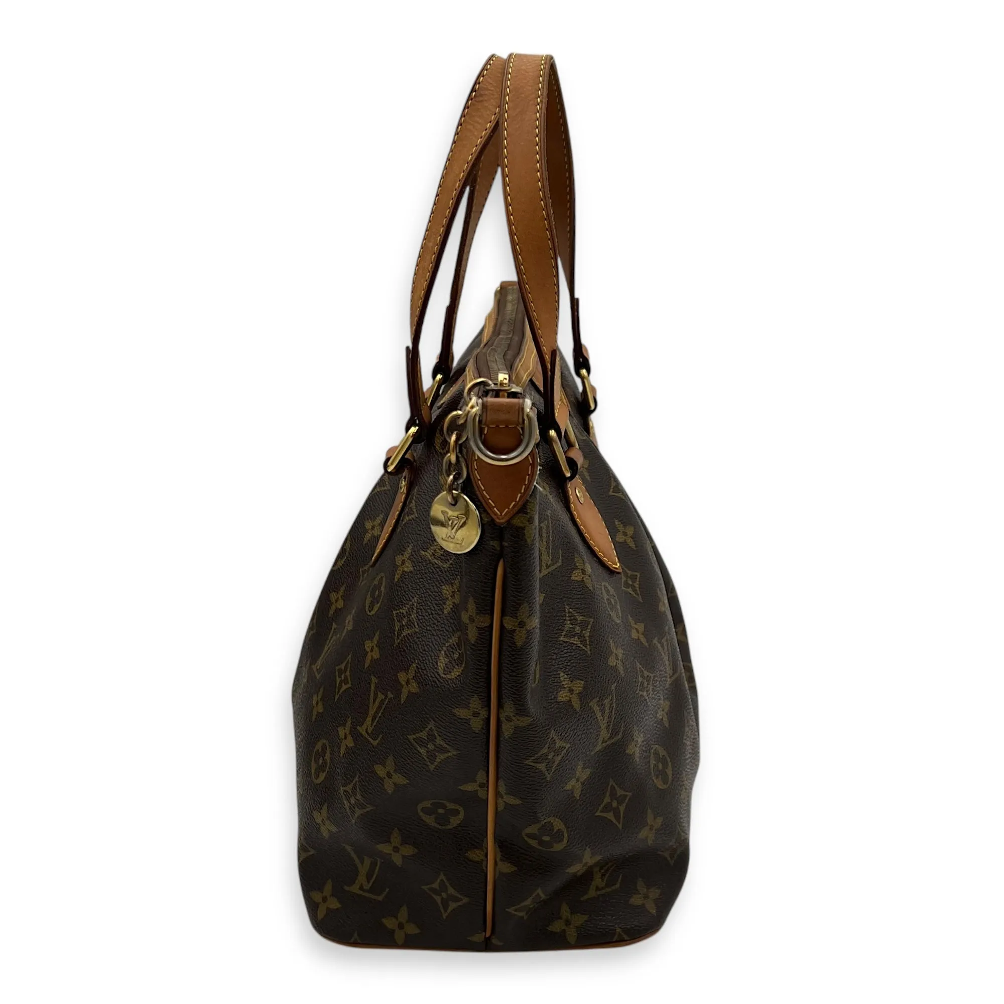 Palermo Top Handle Bag Brown in Monogram Coated Canvas, Gold hardware