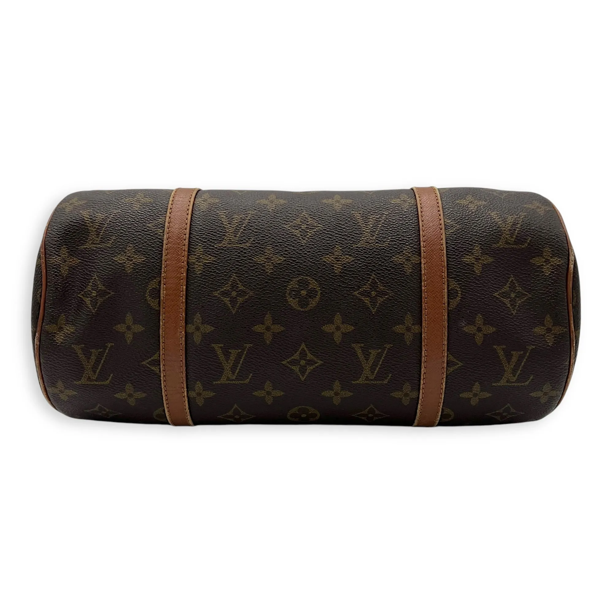 Papillon 30 Brown Top Handle Bag in Monogram Coated Canvas, Gold hardware