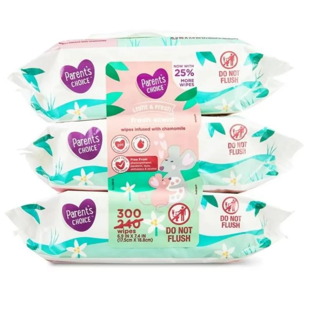 Parent's Choice Fresh Scent Baby Wipes, 300 Count