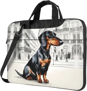 Parisian Dachshund Portable Shoulder & Handheld Laptop Bag With Stylish Design For 13-15.6 Inch Multi-Functional
