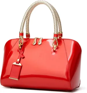 Patent Leather Handbag for Women Glossy Top Handle Satchel Tote Purse Ladies Evening Wedding Crossbody Shoulder Bags，bag1042OWOISS