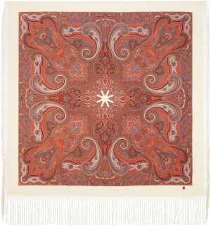 Pavlovo Posad Russian Shawl 100% Wool 58x58 Pashmina Scarf 148x148 cm Huge Wrap silk tassels fringe 1292-0