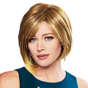 Peace Chin-Length Chic Layered Side Swept Wig by Hairuwear, Average Size Cap, Dark Blonde