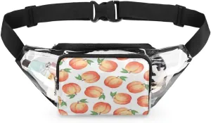 Peach Clear Fanny Pack Stadium Approved Clear Crossbody Belt Bag for Women Men Transparent Waist Bag with Adjustable Strap for Concerts Sports Events Travel