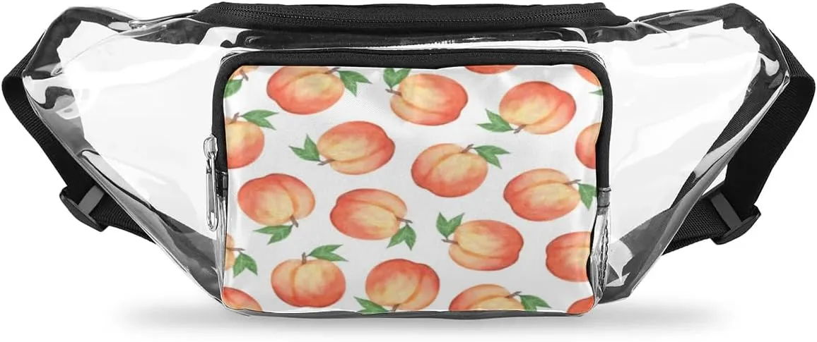 Peach Clear Fanny Pack Stadium Approved Clear Crossbody Belt Bag for Women Men Transparent Waist Bag with Adjustable Strap for Concerts Sports Events Travel