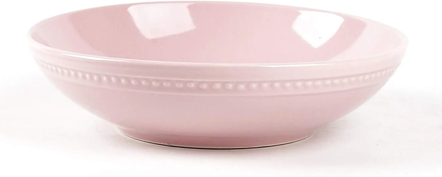 Pearl Dots Stoneware Dinnerware Set (20pc Set, Pink)
