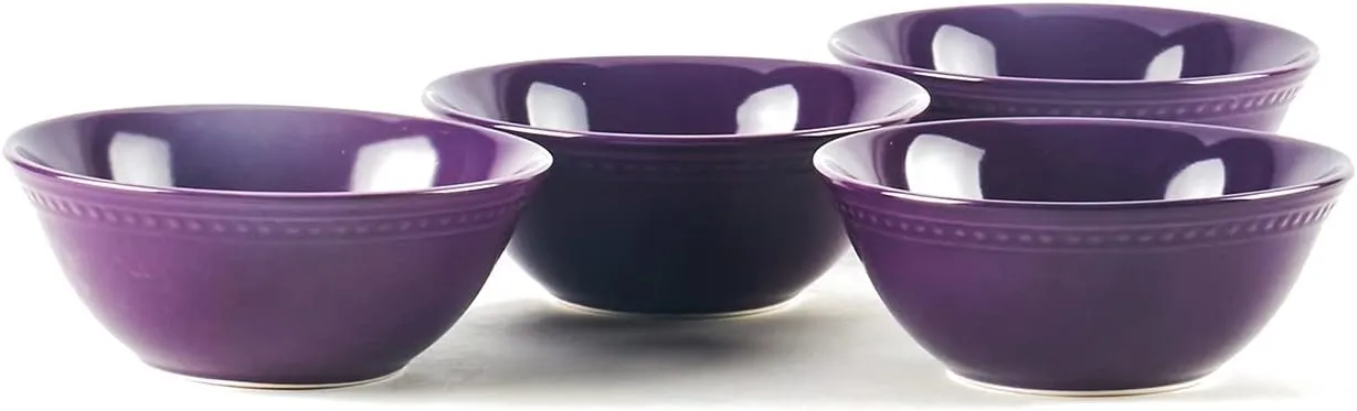 Pearl Dots Stoneware Dinnerware Set (20pc Set, Purple)