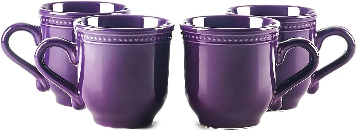 Pearl Dots Stoneware Dinnerware Set (20pc Set, Purple)