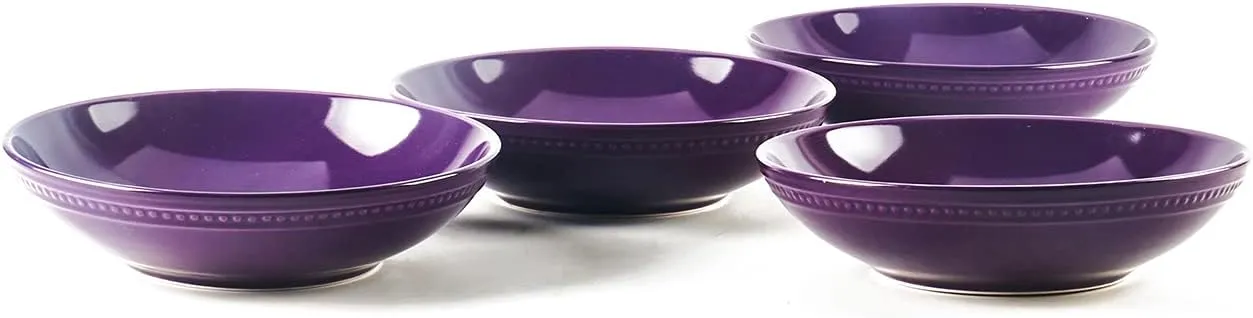 Pearl Dots Stoneware Dinnerware Set (20pc Set, Purple)