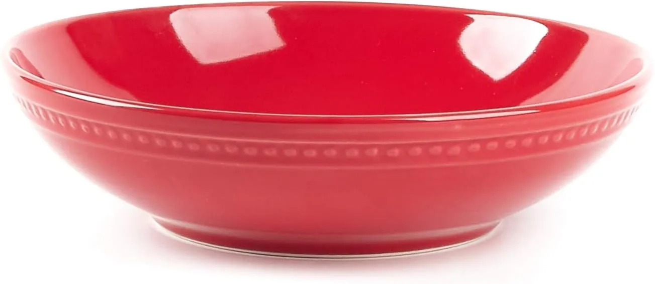Pearl Dots Stoneware Dinnerware Set (20pc Set, Red)
