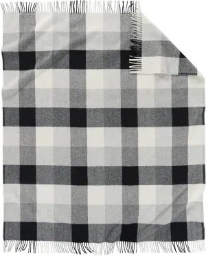 Pendleton, Eco-Wise Washable Wool Throw with Fringe, Black / Ivory