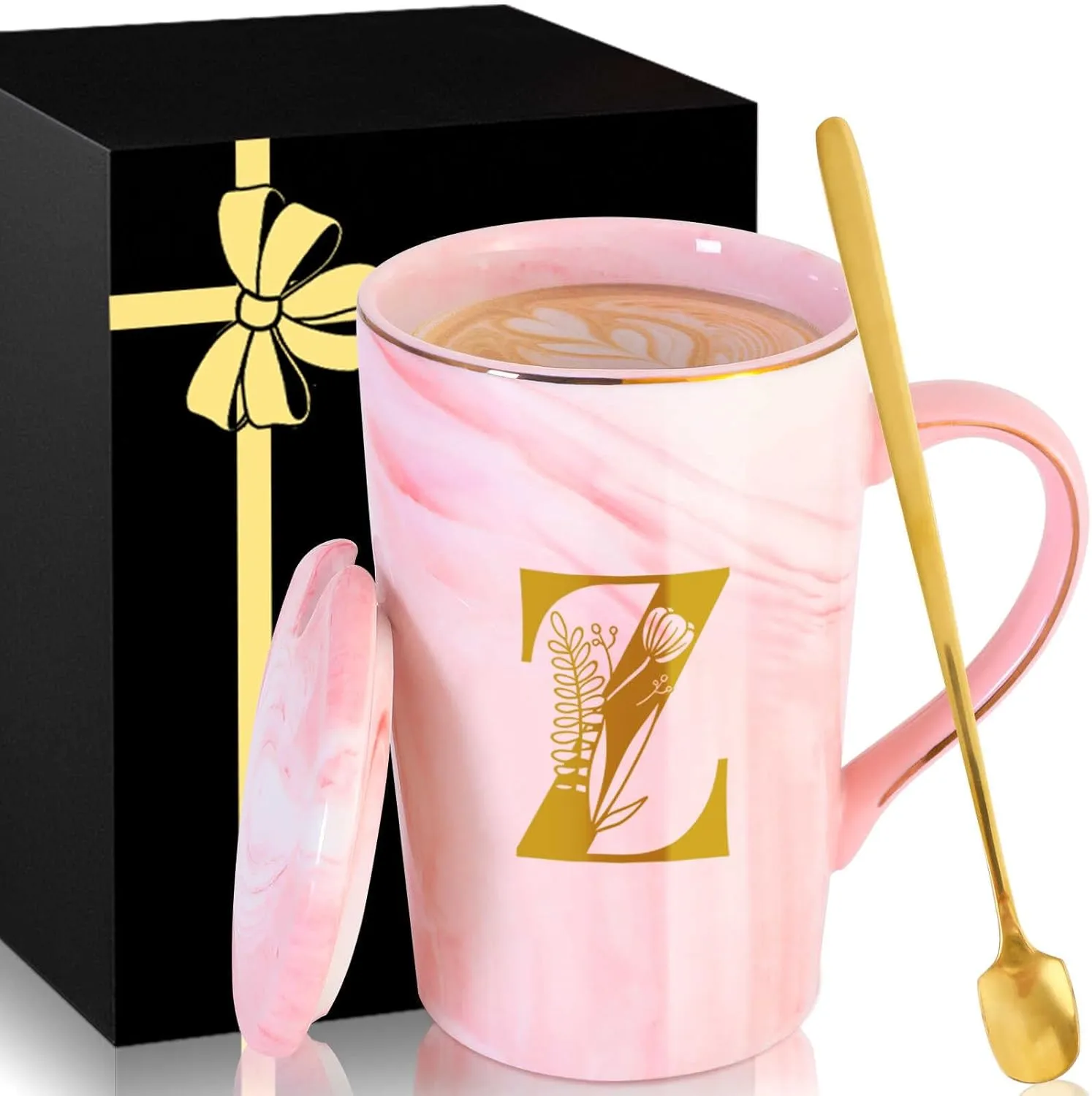 Personalized Ceramic Coffee Mug with Lid Tea Cup Women Men Teacher Gifts Female Male Preschool Kindergarten Pre K Prek Middle High School First Year 1st 2nd 3rd 4th 5th Grade,Z