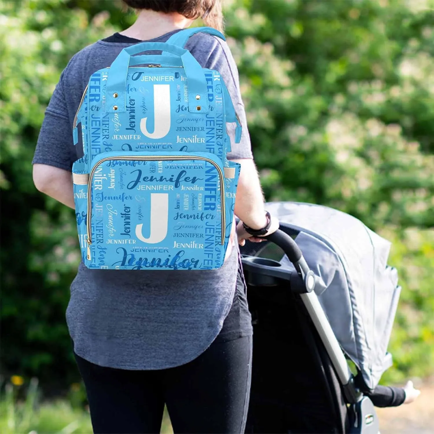 Personalized Diaper Bag Customized Monogram Purple Waterproof Nursing Bags Custom Mommy Daypack with Name for Travel Outside Daily Use