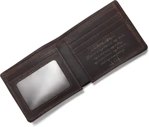 Personalized Engraved Leather Wallet for Dad Son Husband Boyfriend - Perfect for Christmas Anniversary Birthday Fathers Day Valentines Graduation Wedding - Custom Love Message Bifold Wallets for Men
