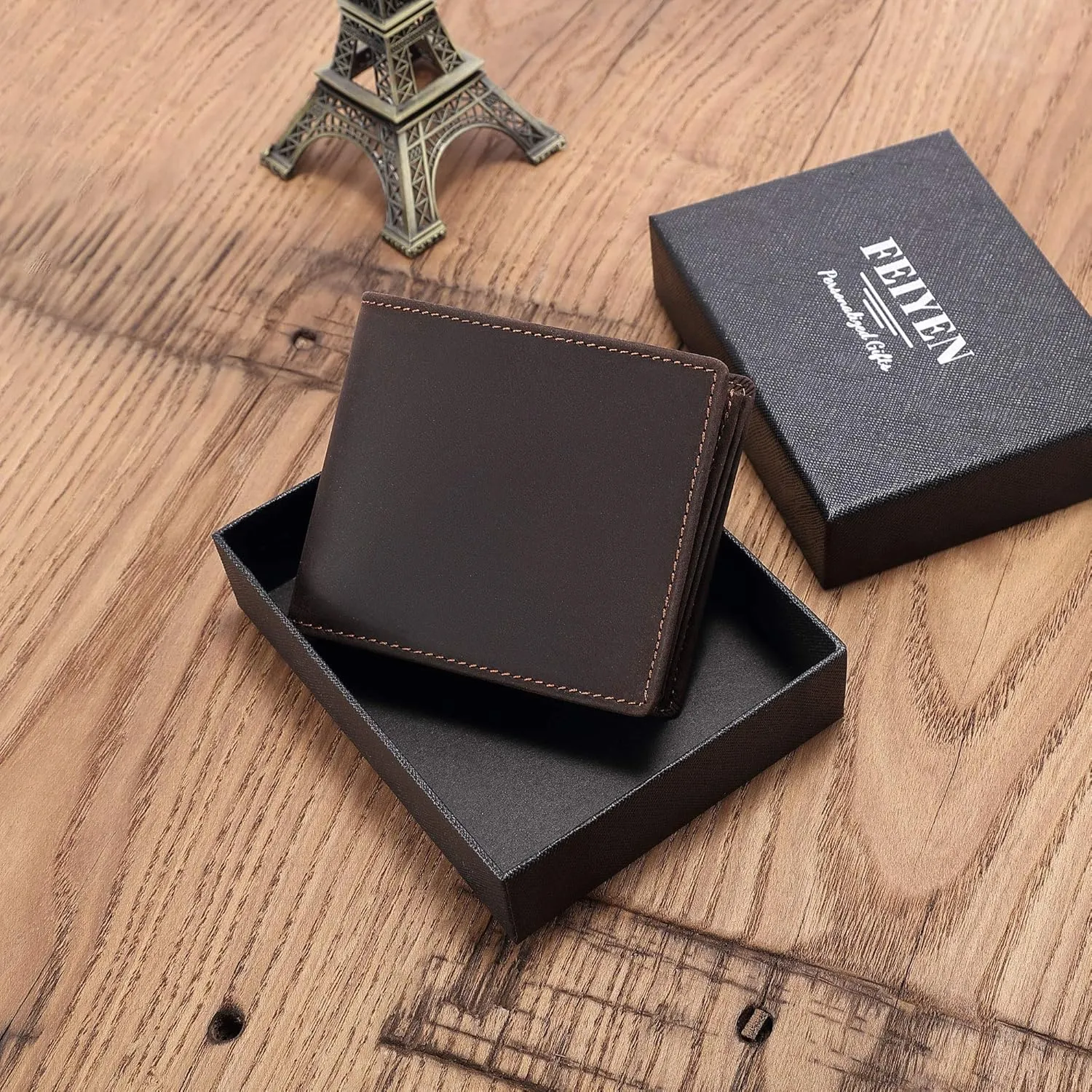 Personalized Engraved Leather Wallet for Dad Son Husband Boyfriend - Perfect for Christmas Anniversary Birthday Fathers Day Valentines Graduation Wedding - Custom Love Message Bifold Wallets for Men