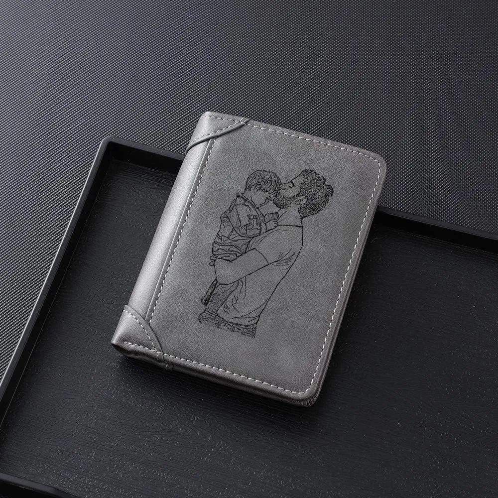 Personalized Engraved Wallet, Custom Photo Wallets for Men, Engraved Customized Leather Wallet for Men, Dad, Son, BF