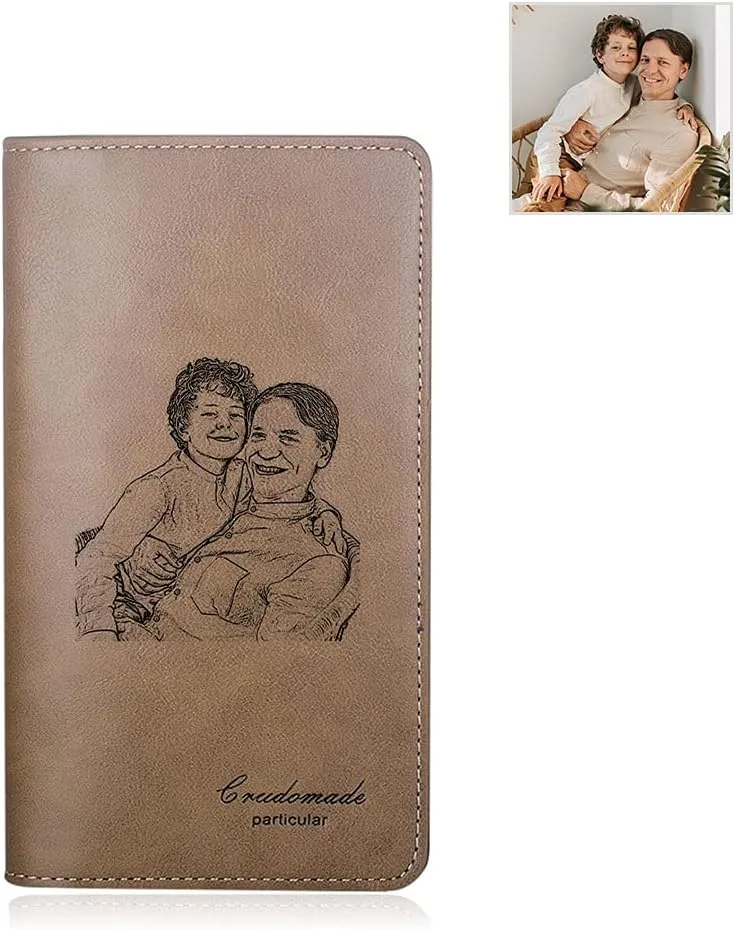 Personalized Engraved Wallet, Custom Photo Wallets for Men, Engraved Customized Leather Wallet for Men, Dad, Son, BF