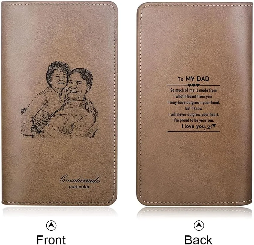 Personalized Engraved Wallet, Custom Photo Wallets for Men, Engraved Customized Leather Wallet for Men, Dad, Son, BF