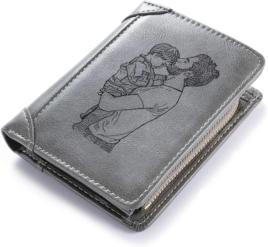 Personalized Engraved Wallet, Custom Photo Wallets for Men, Engraved Customized Leather Wallet for Men, Dad, Son, BF