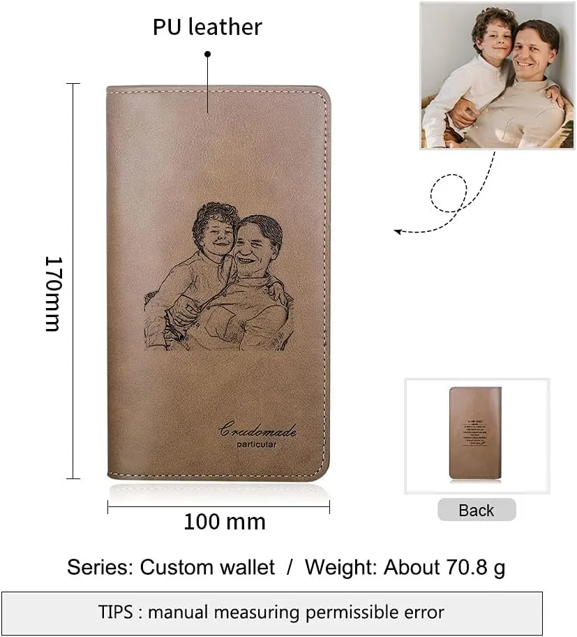 Personalized Engraved Wallet, Custom Photo Wallets for Men, Engraved Customized Leather Wallet for Men, Dad, Son, BF